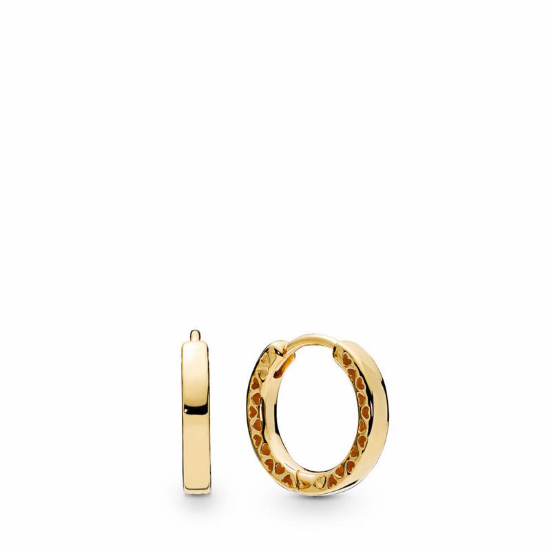 Pandora Shine™ Hearts Of Pandora Hoop Earrings Ireland - 18ct Gold Plated - 093687LZM